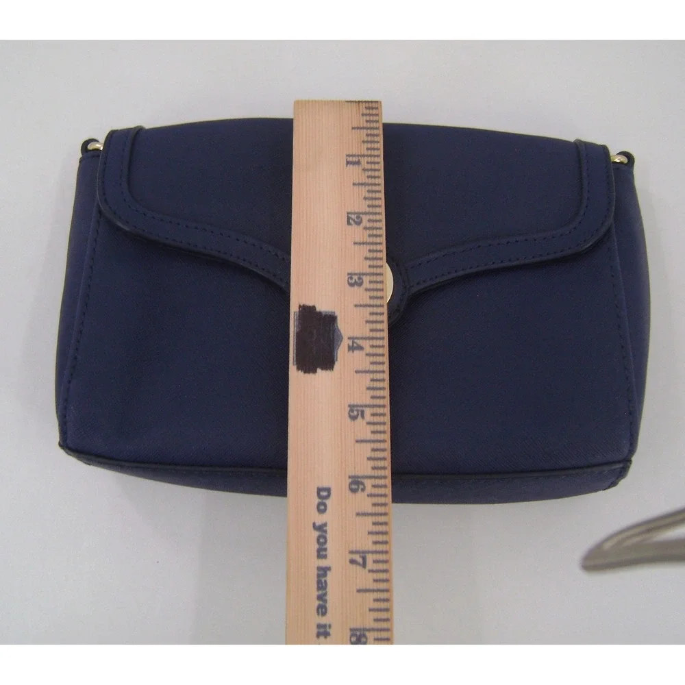 Tommy Hilfiger Navy Blue Saffiano Crossbody Bag Gold TH Logo Medallion Purse
